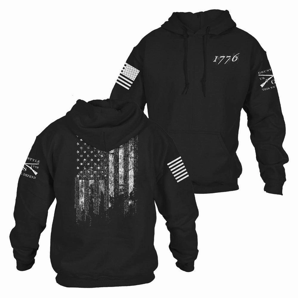 1776 Flag Hoodie - Black Stain Resistant