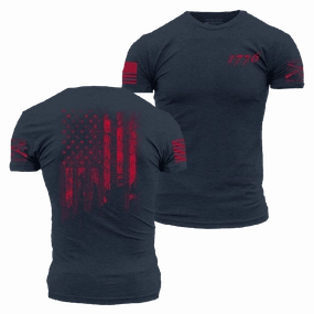 1776 Flag T-Shirt - Midnight Navy Wear Resistant Fabric