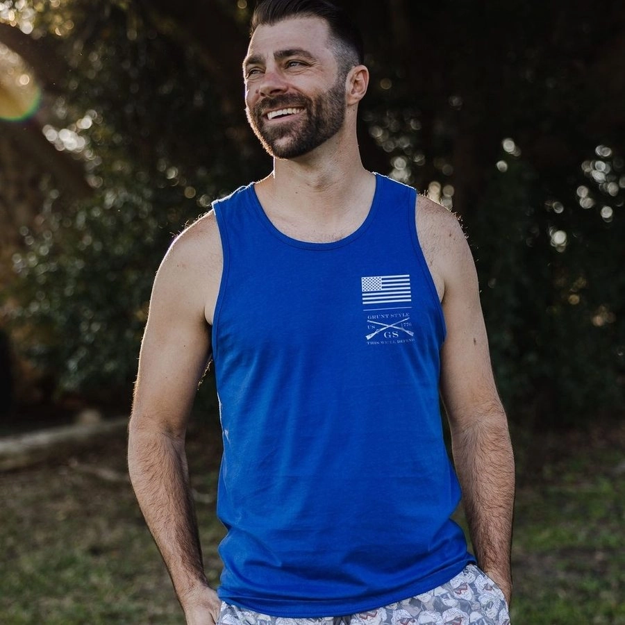 1776 Flag Tank - Royal Yoga Friendly Back Design non - magnetic