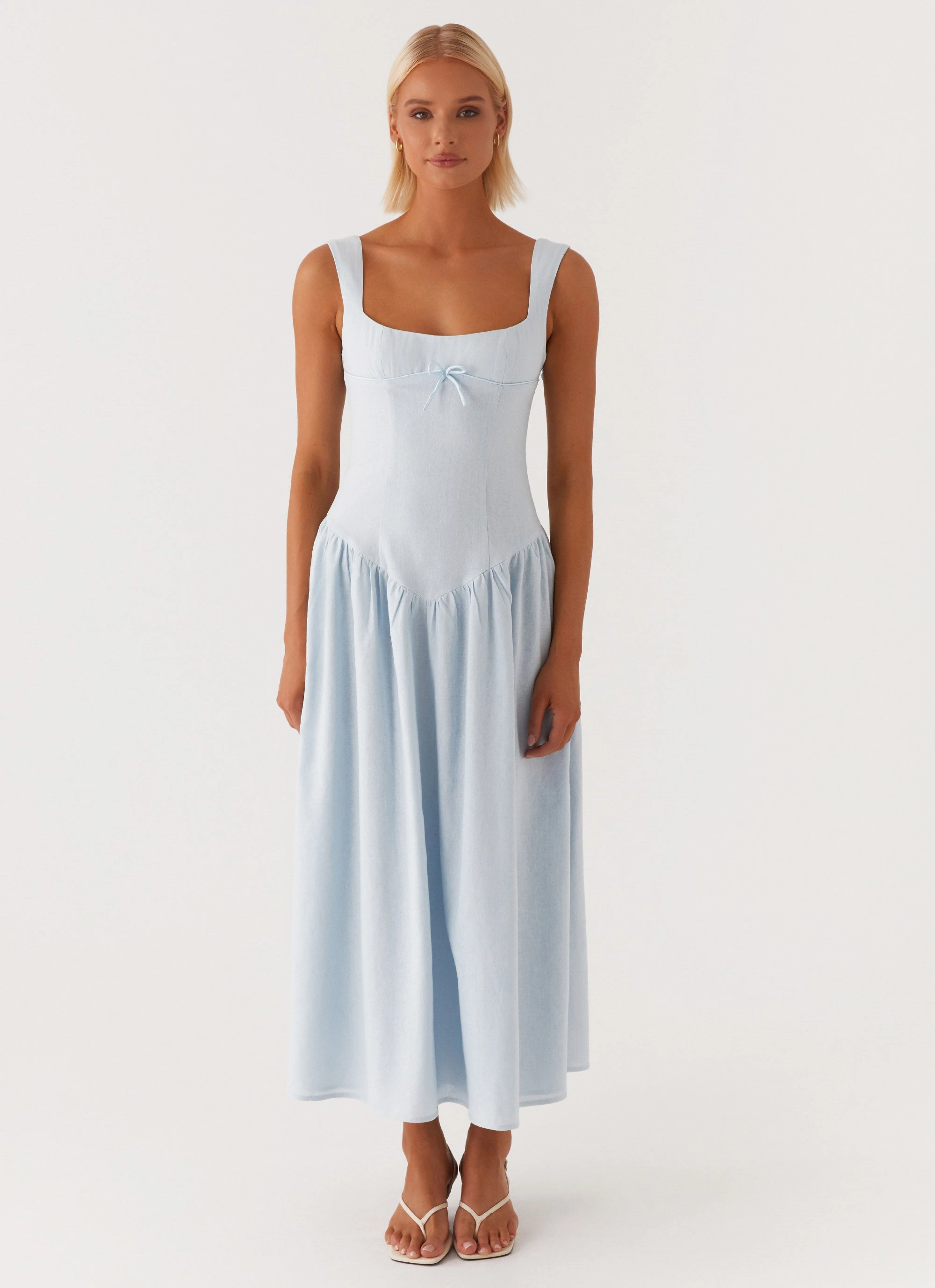 Suzie Midi Dress - Blue Flare Hem