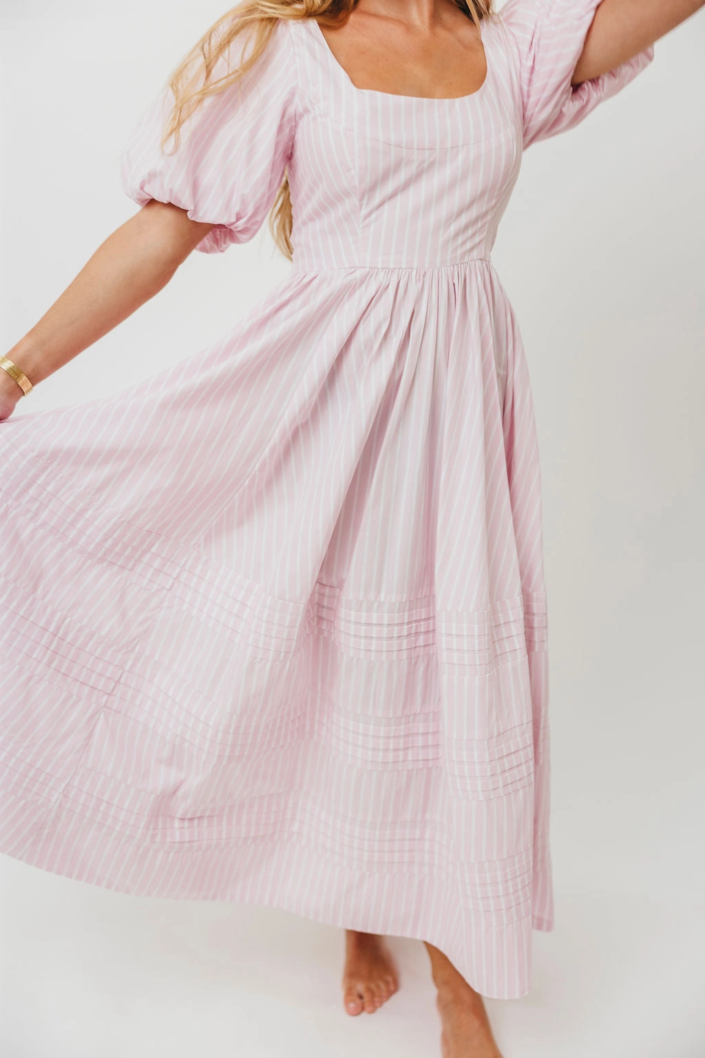 Abby 100% Cotton Midi Dress in Pink *Final-Sale* Love Glow
