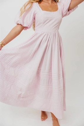 Stylish Touch Abby 100% Cotton Midi Dress in Pink *Final-Sale*