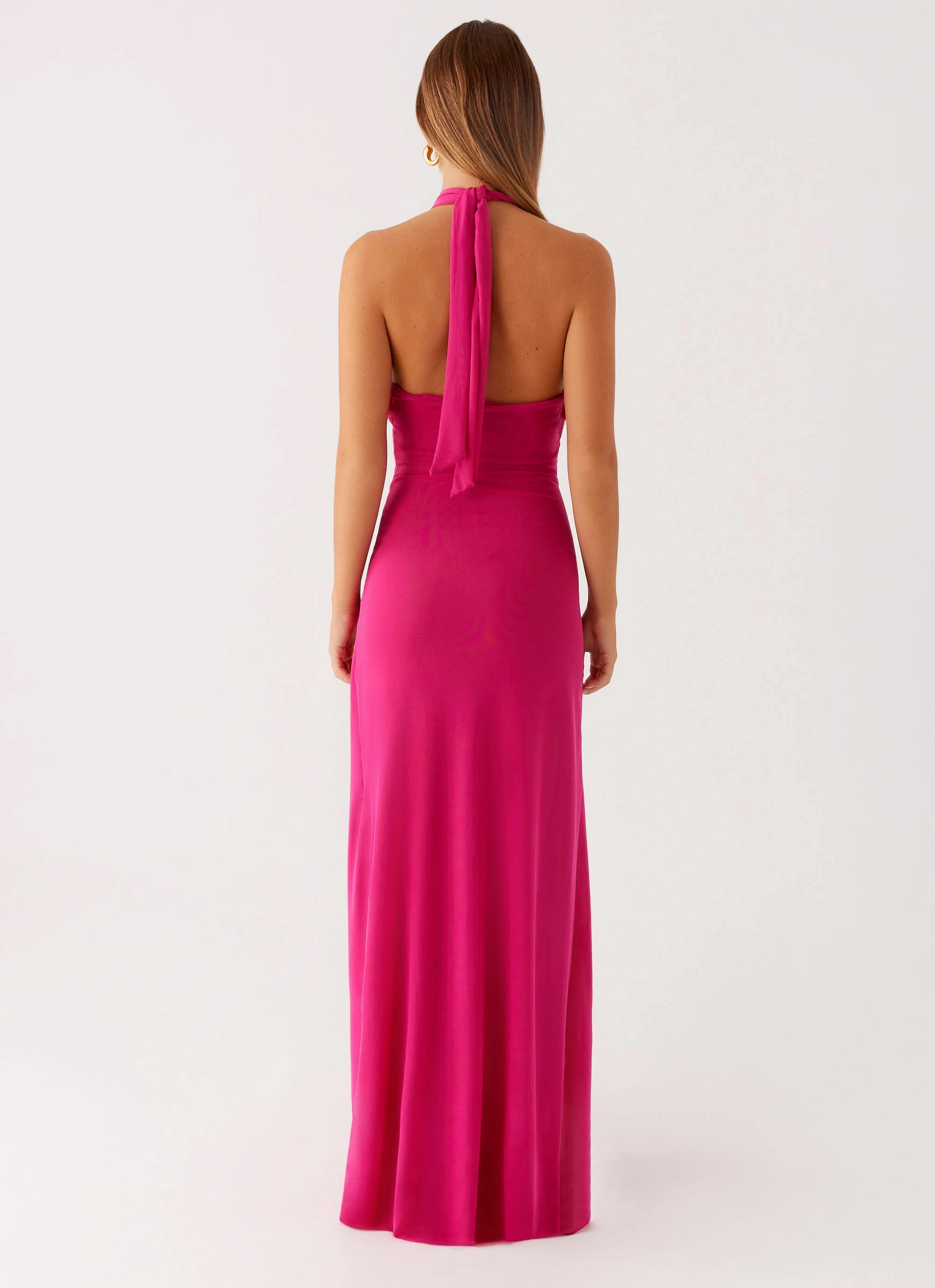 Airy Base Cool Drape Ericka Maxi Dress - Hot Pink