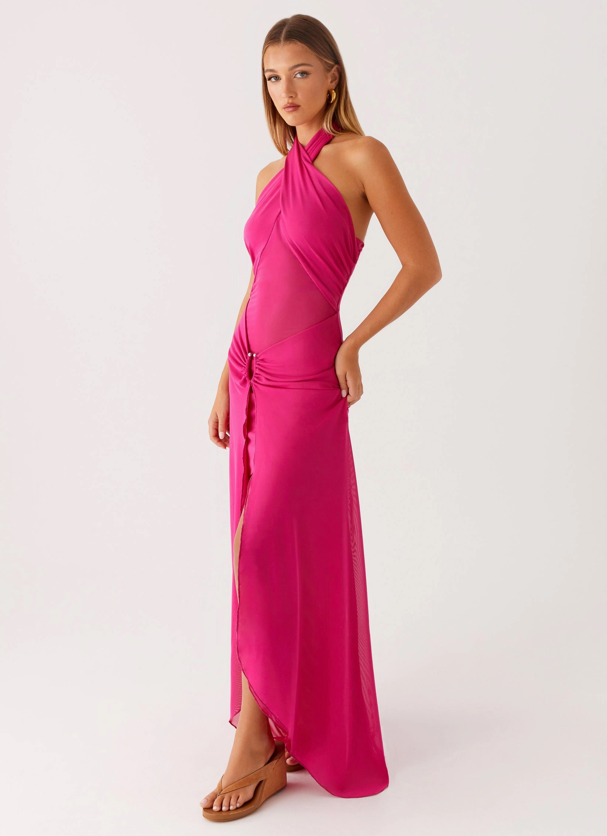 Fall Fashion Flattering Design Ericka Maxi Dress - Hot Pink