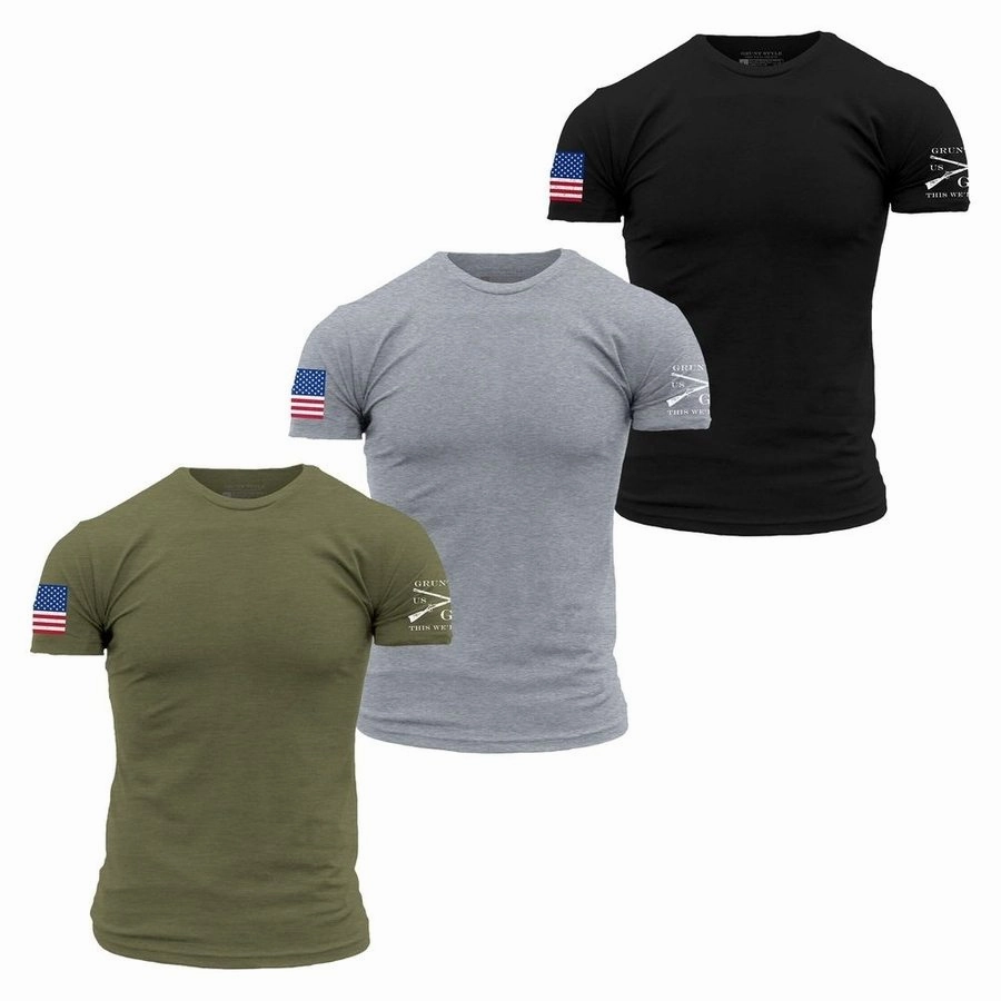 USA Flag Basic T-Shirts - USA Pack - 3 Pack Sporty Chic Casual Day Wear