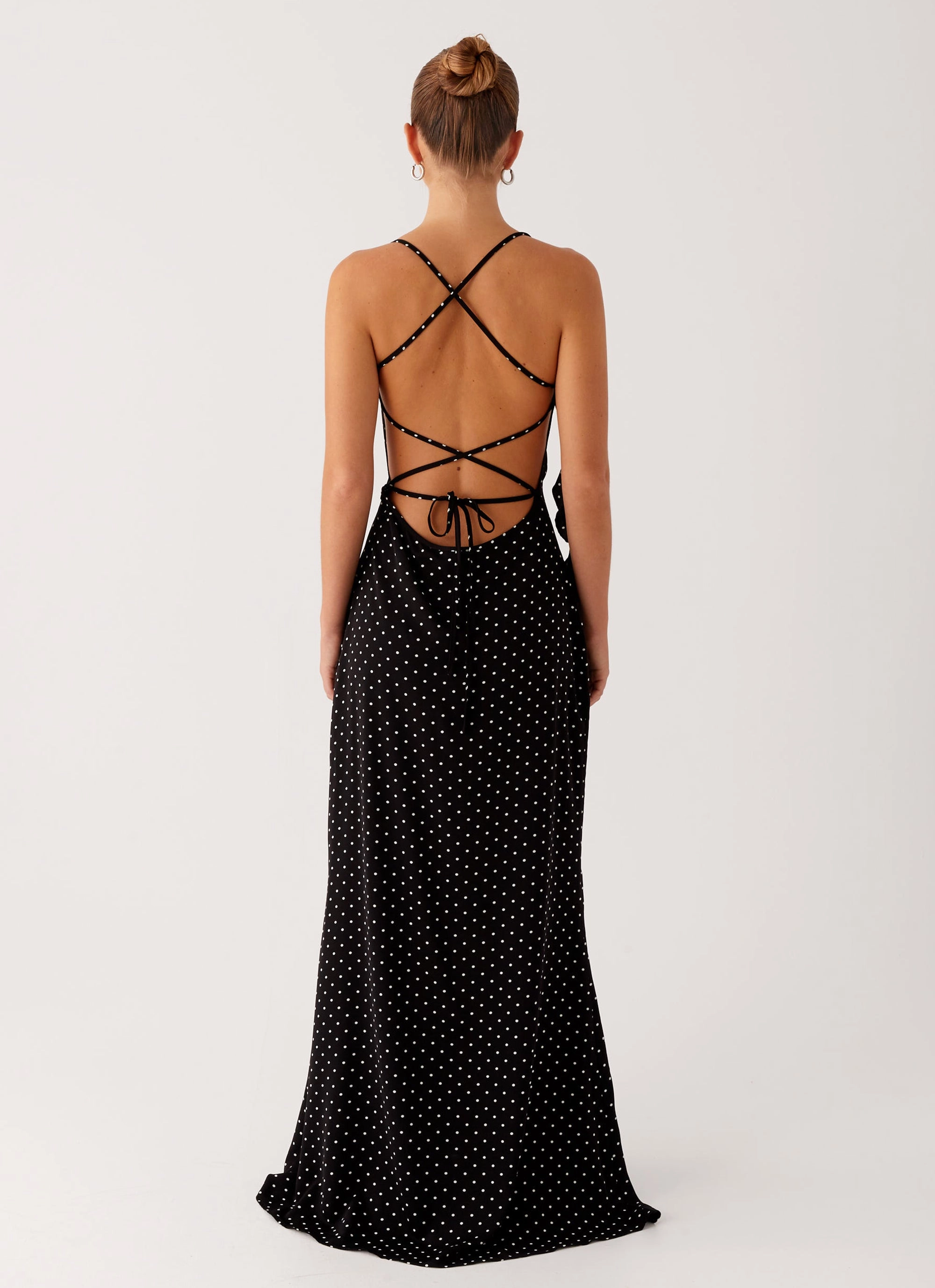 Fashion Essential Feminine Charm Purely Maxi Dress - Black Polka Dot