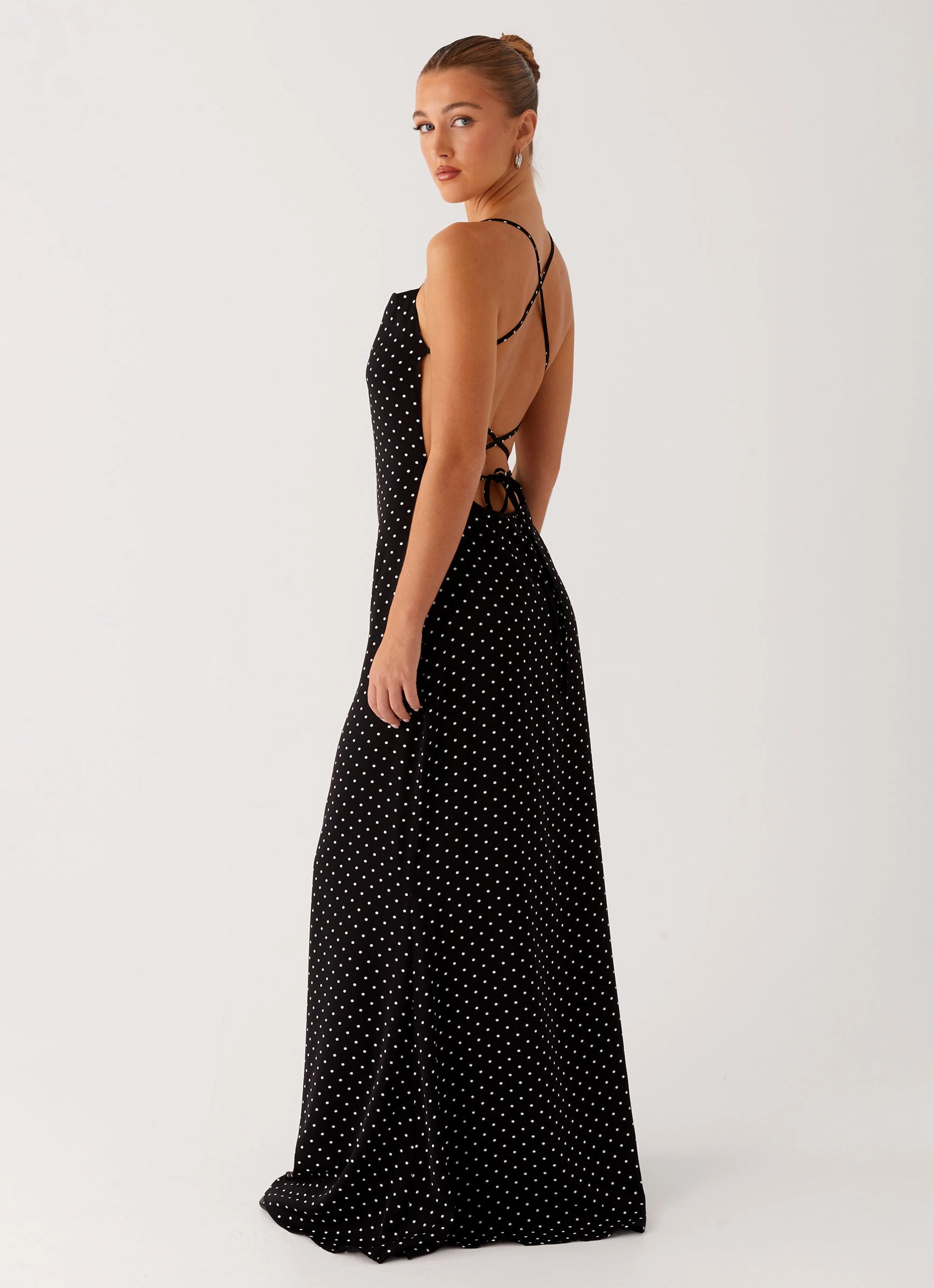Flattering Design Purely Maxi Dress - Black Polka Dot