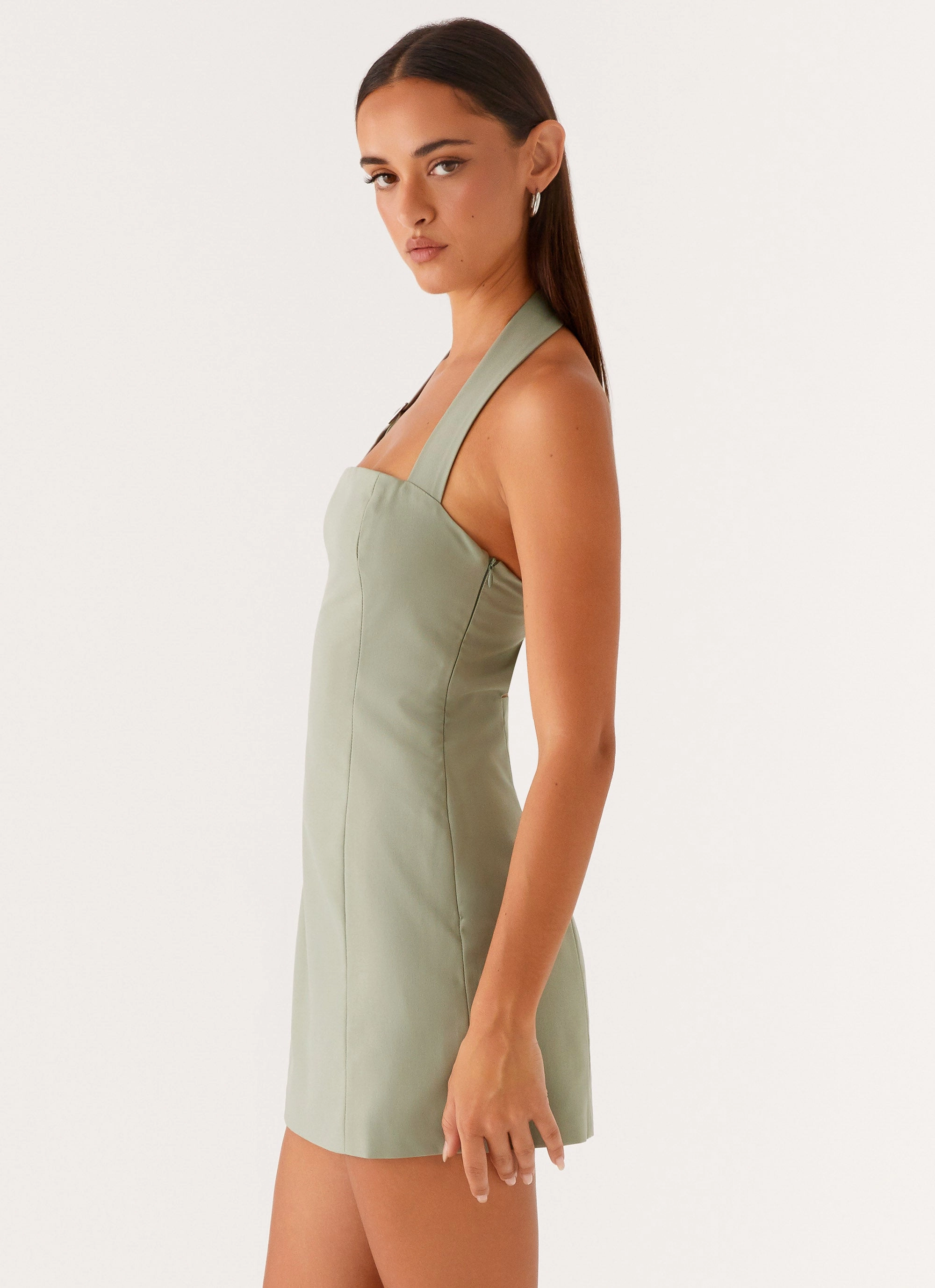 Bianca Halter Dress - Sage Clean Base wrap waist