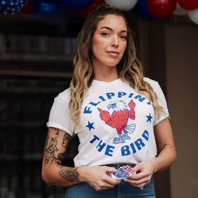Women's Flippin' The Bird Boyfriend Fit T-Shirt - White Effortless Wear