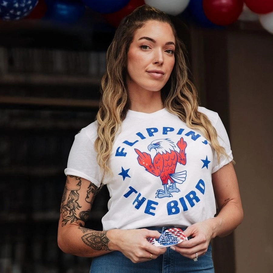 Women's Flippin' The Bird Boyfriend Fit T-Shirt - White NoSideSeam