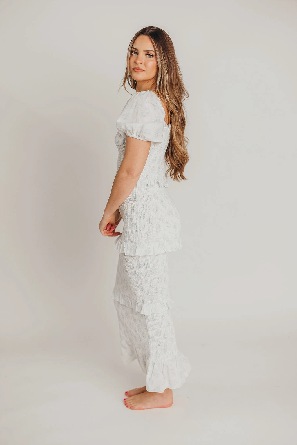 Ada Smocked Dress in Blue Floral- Bump Friendly & Inclusive Sizing (S-3XL) *Final-Sale* Weekend Chic