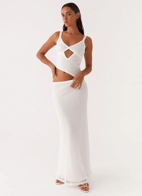 Jocelyn Maxi Dress - White Crochet French Vibe City Flow