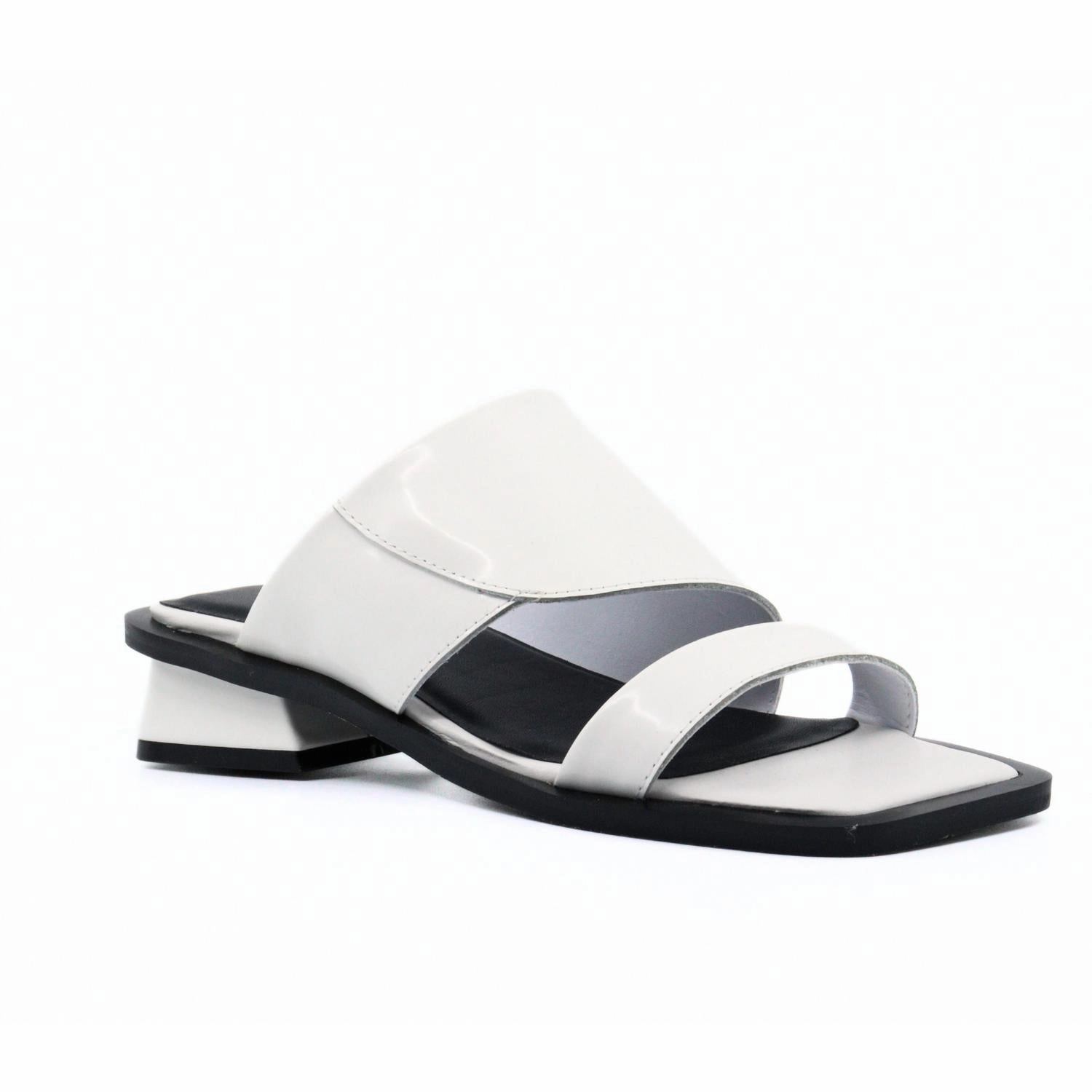 Women's Angle Mule In White Hygienic Footwear Material