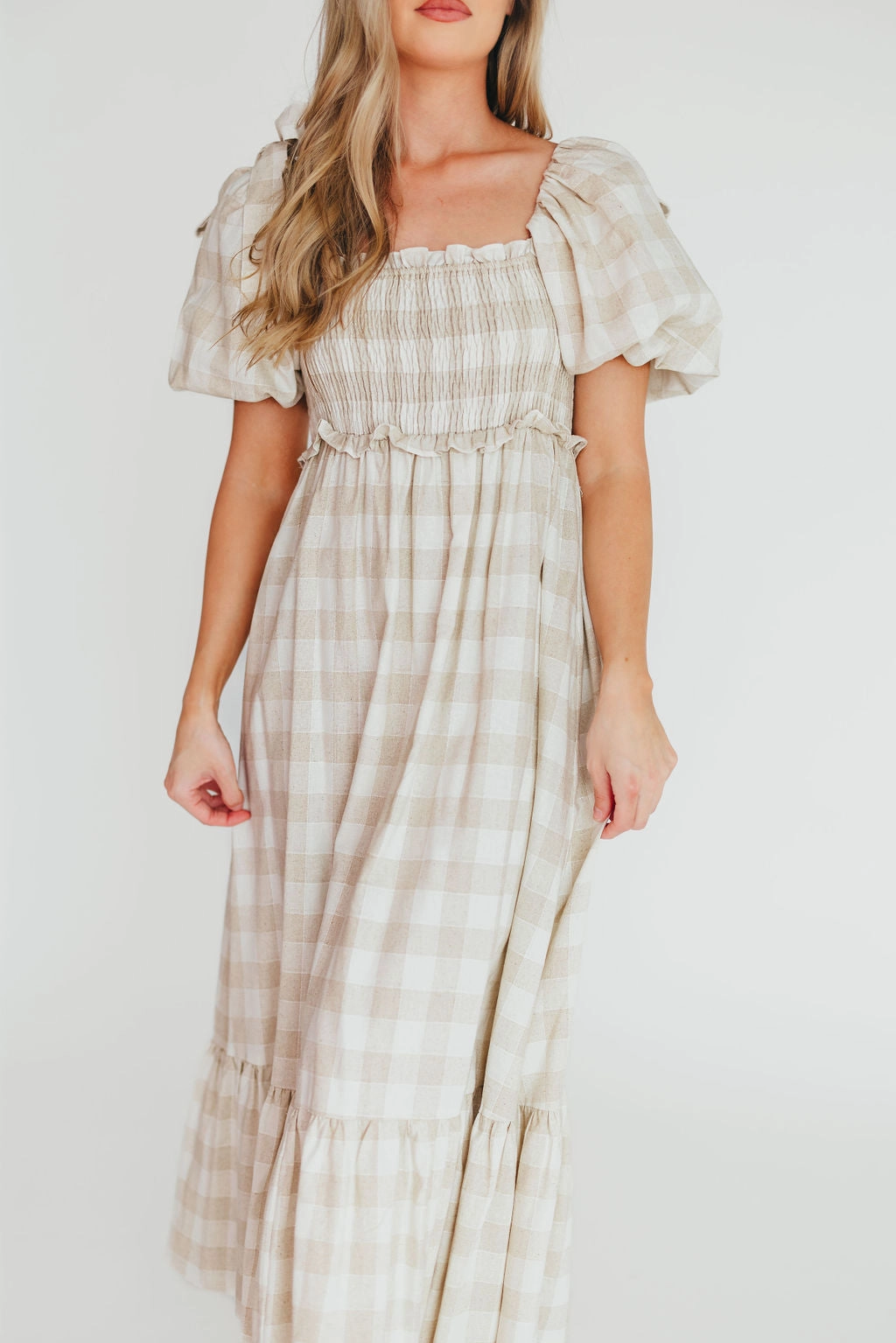 Addyson Elena Maxi Dress in Natural Multi - Cotton/Linen Blend - Bump Friendly & Inclusive Sizing - Restocking end of Sept Comfy and Chic