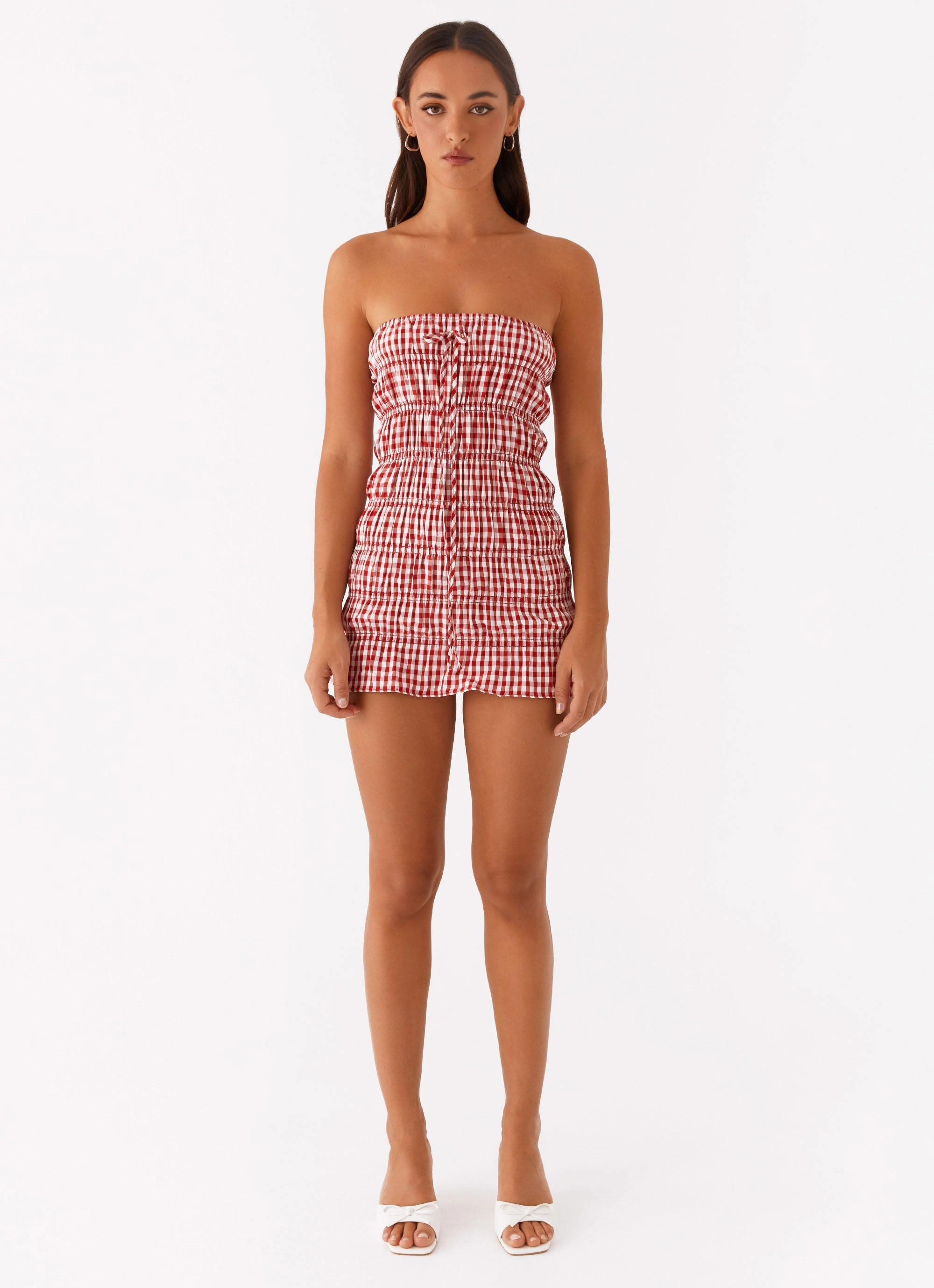 Fitted Design Clean Flow Adele Mini Dress - Red Gingham