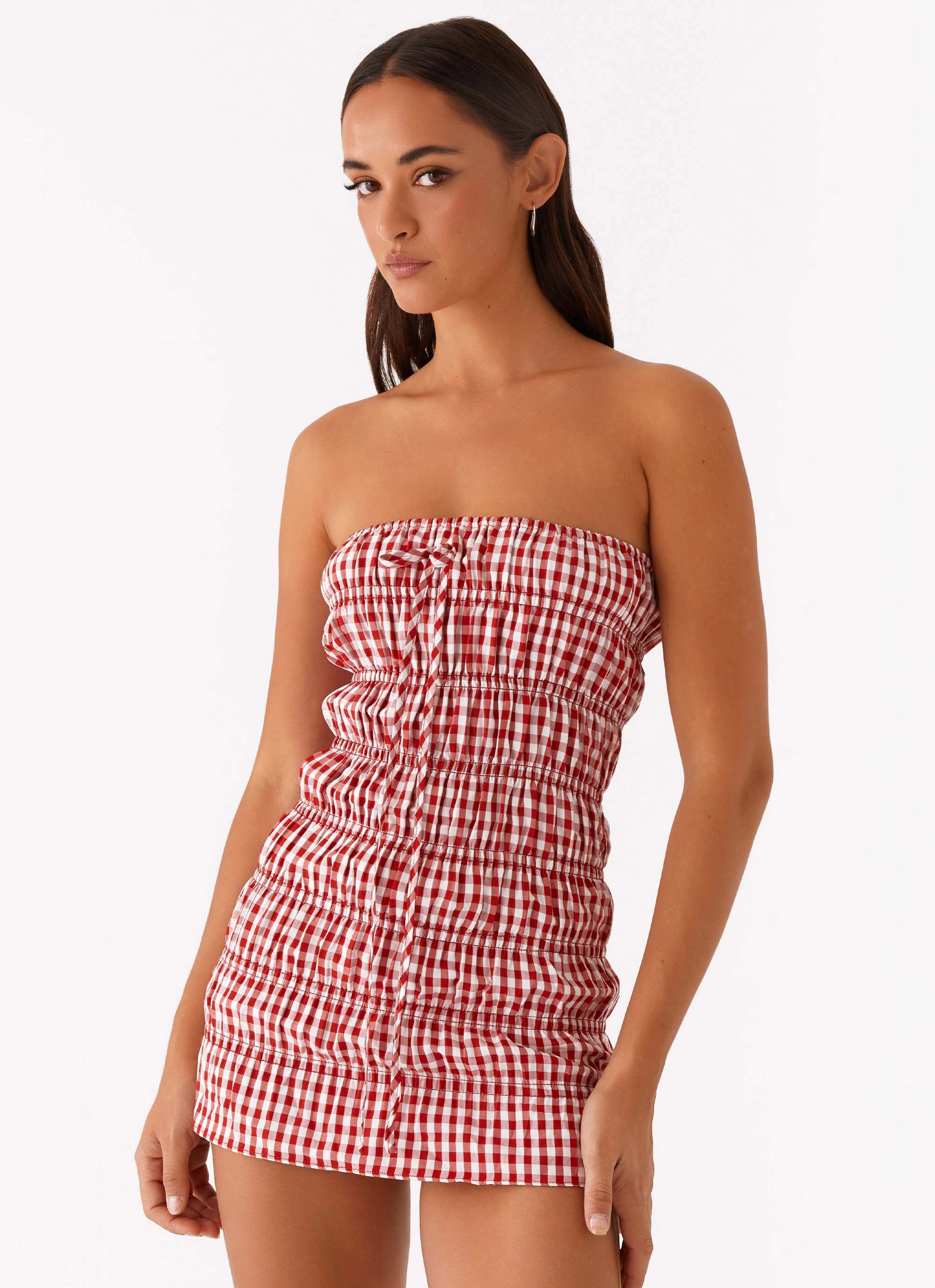 Adele Mini Dress - Red Gingham Subtle Mood