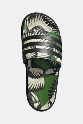 Adidas Adilette Platform Slides in Crew Green / Core Black / Core Black Urban Edge