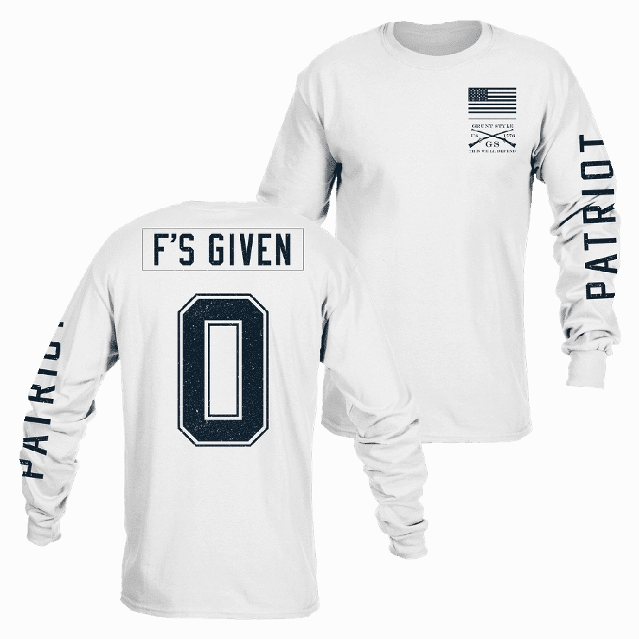 Zero F's Given Long Sleeve - White Pet Friendly