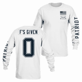 Zero F's Given Long Sleeve - White Pet Friendly