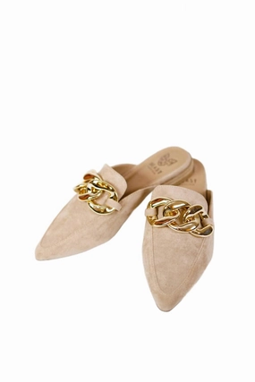 Women's Fleur Mules In Taupe Reinforced Seams Woven material