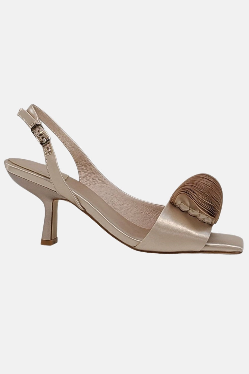 Flattering Fit Comfortable Shoes Jeffrey Campbell Duffy Kitten Heels in Champagne Satin