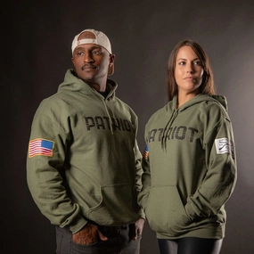 Relaxed Fit Design Anti Pilling Treatment Patriot Hoodie - Military Green