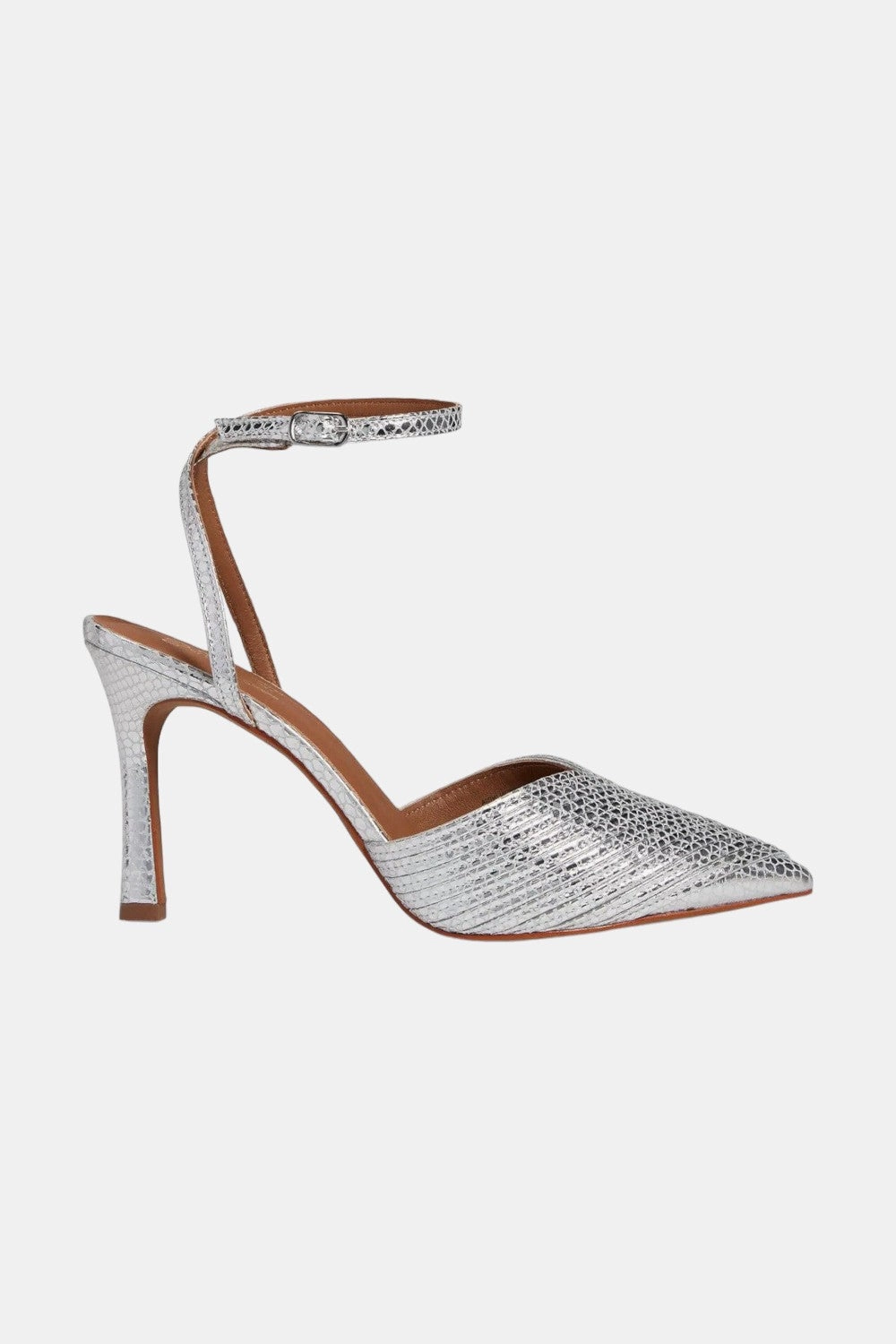 Easy Clean Seychelles On To The Next Heels in Silver Metallic Leather