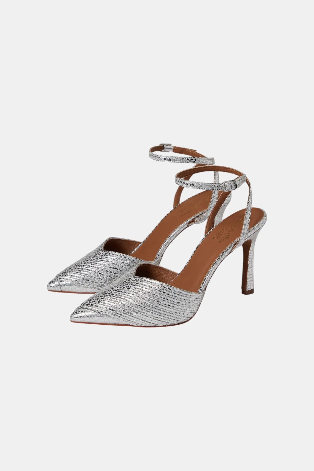 Seychelles On To The Next Heels in Silver Metallic Leather Cushioned Insole Comfortable Insole
