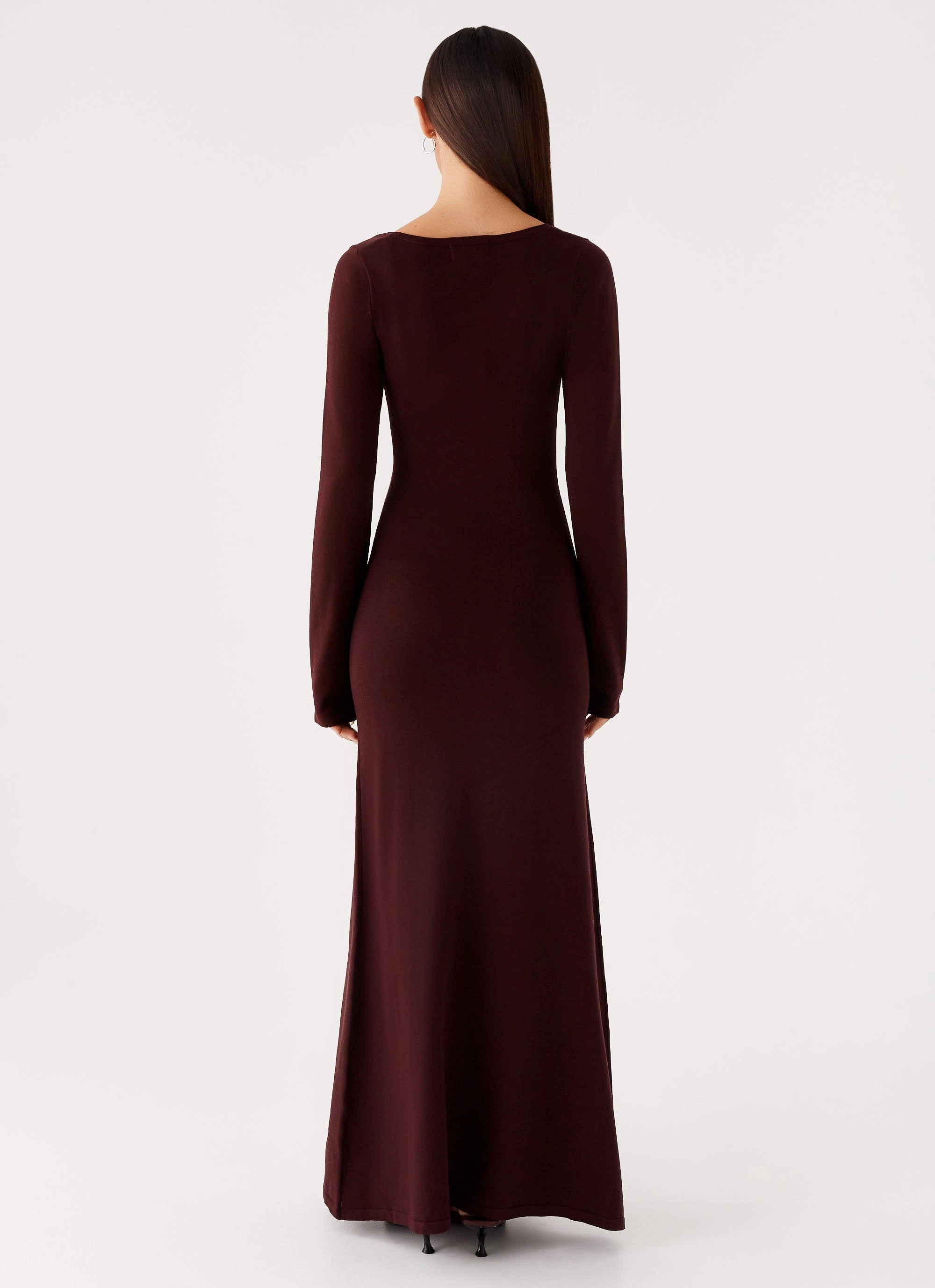 Adora Long Sleeve Knit Maxi Dress - Chocolate Light Base