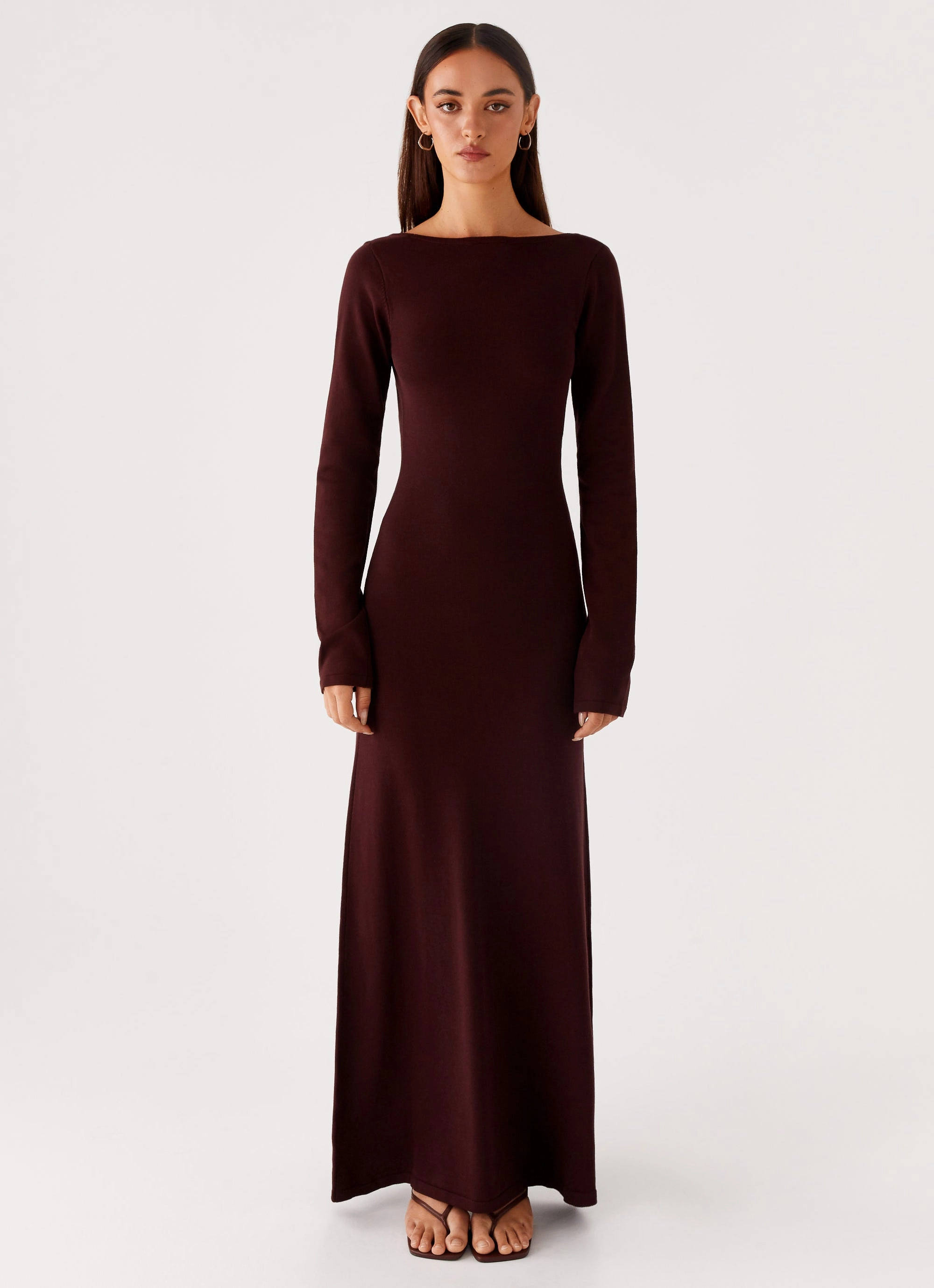 Winter Classic Adora Long Sleeve Knit Maxi Dress - Chocolate