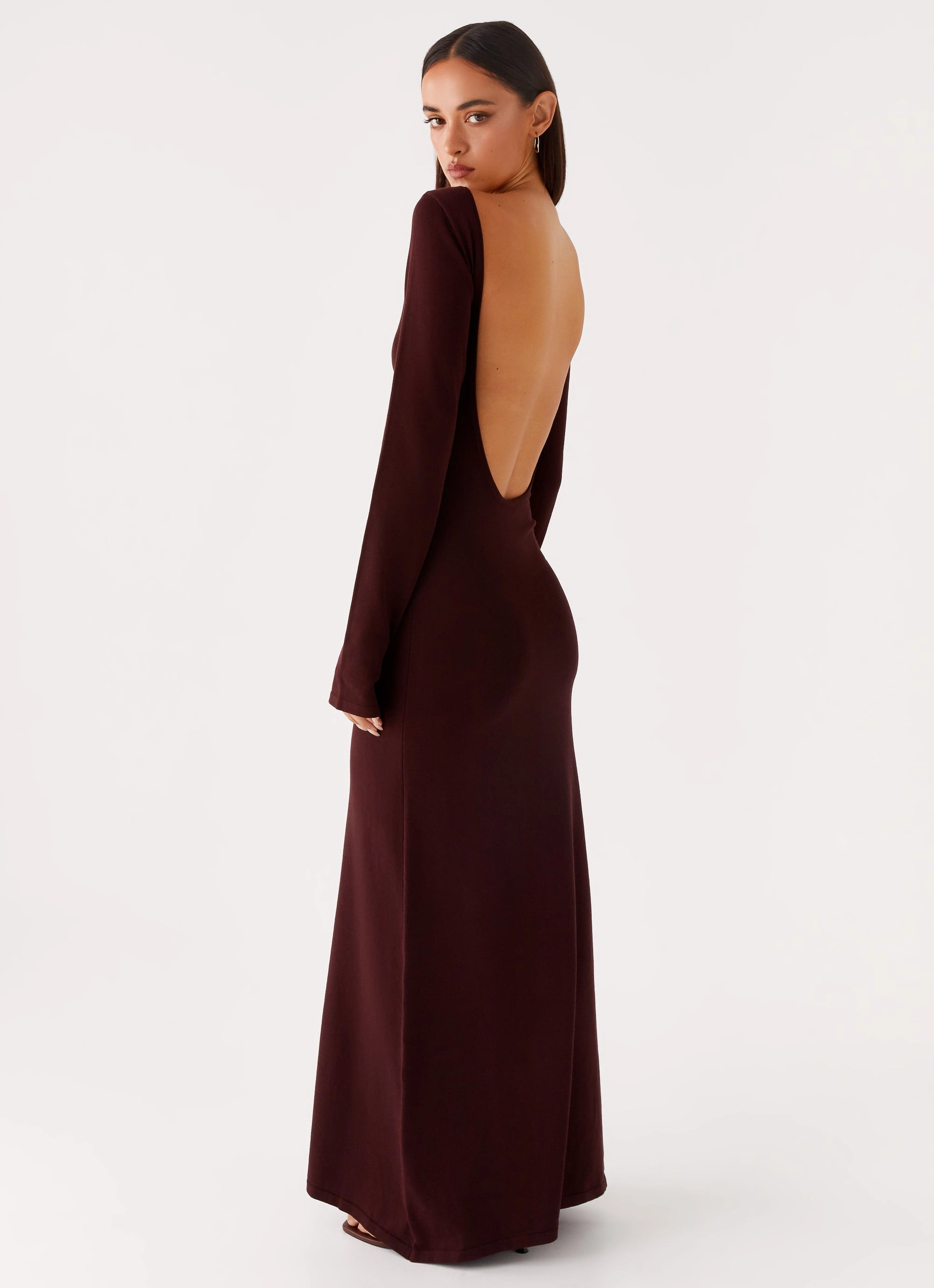 Adora Long Sleeve Knit Maxi Dress - Chocolate Daily Flex Refined Simplicity