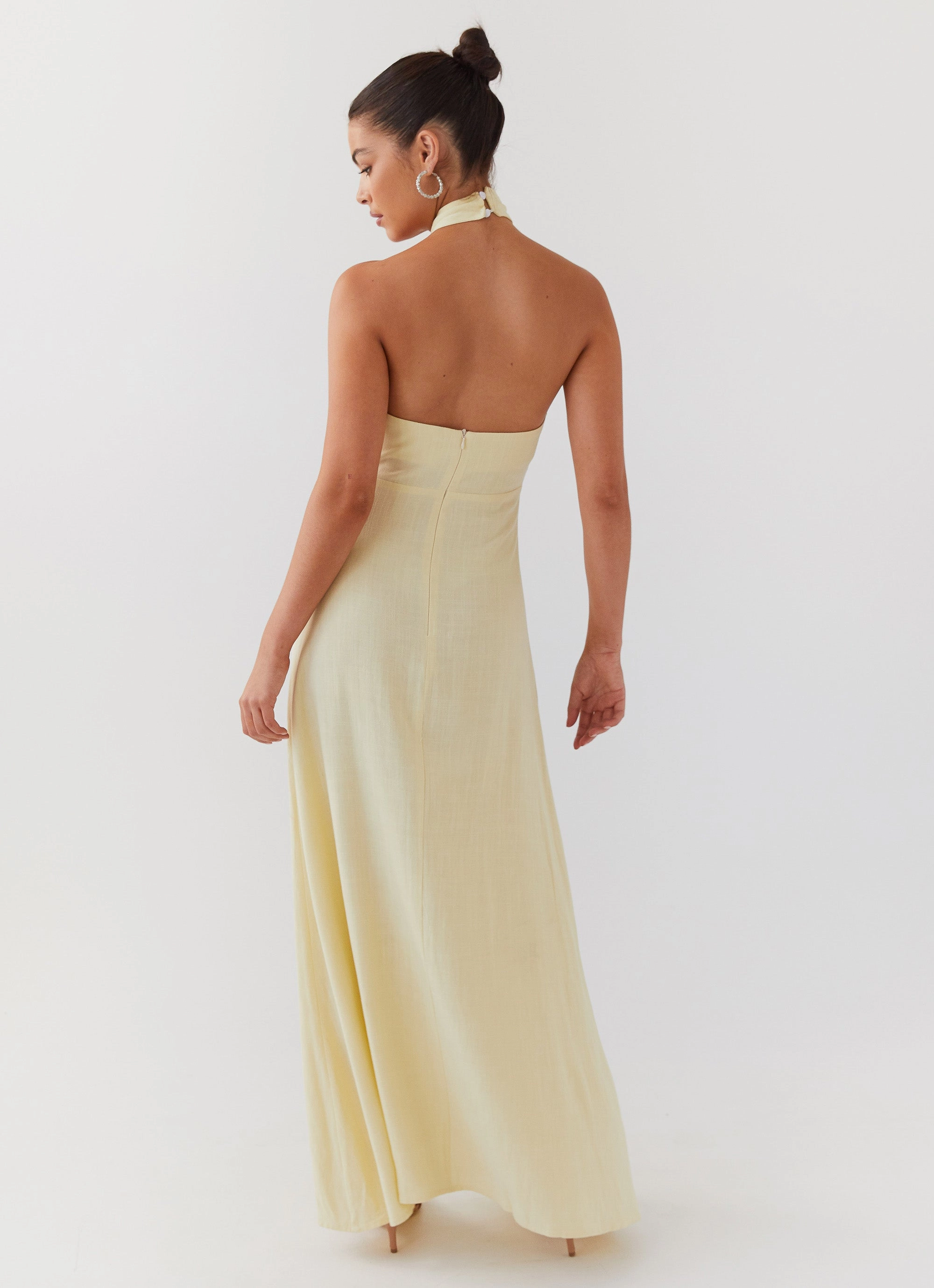 French Vibe Summer Ease Adrienne Linen Maxi Dress - Lemon