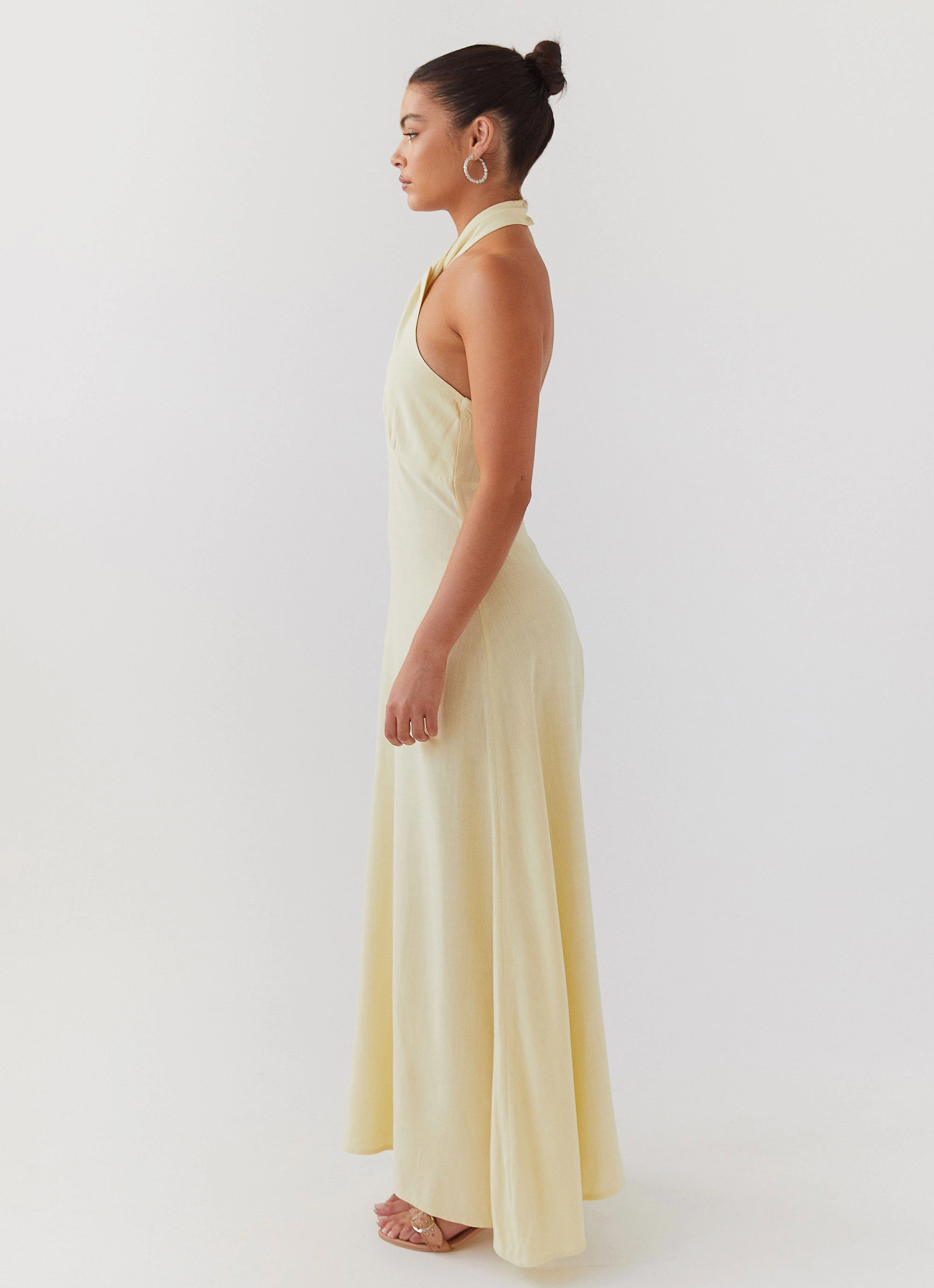Soft Air Casual Vibes Adrienne Linen Maxi Dress - Lemon