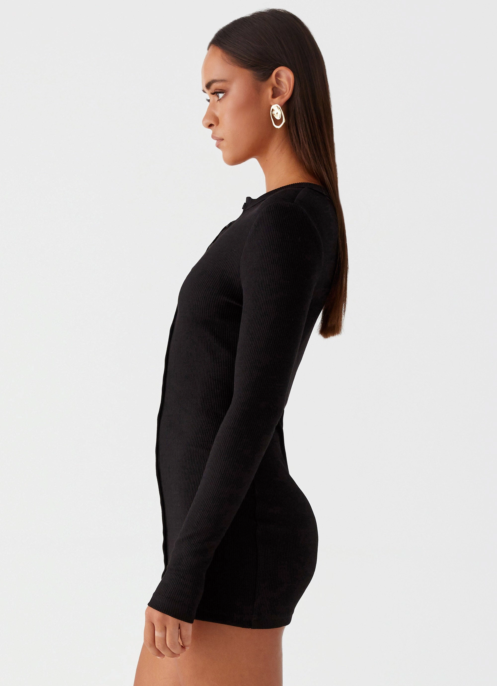 Light Bow Ailee Long Sleeve Mini Dress - Black