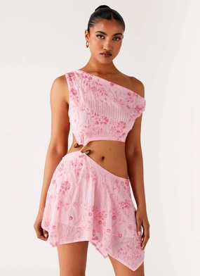 Satin-Edge Silk-Blend Aletta Sequin Mini Dress - Pink