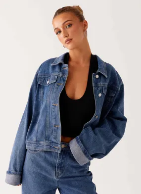 Back Again Oversized Denim Jacket - True Blue Forget Recognize
