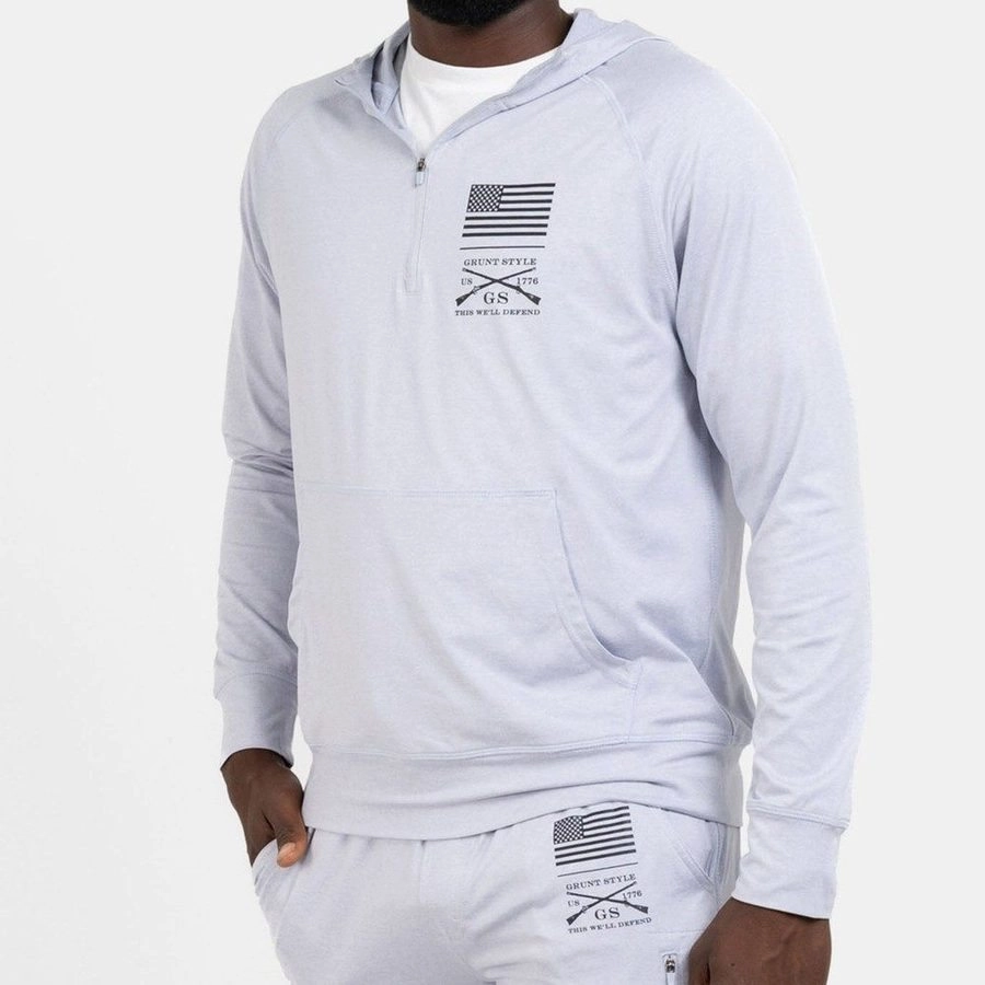 river rafting Men's All-Day 1/4 Zip Hoodie - Heather Arctic Gray