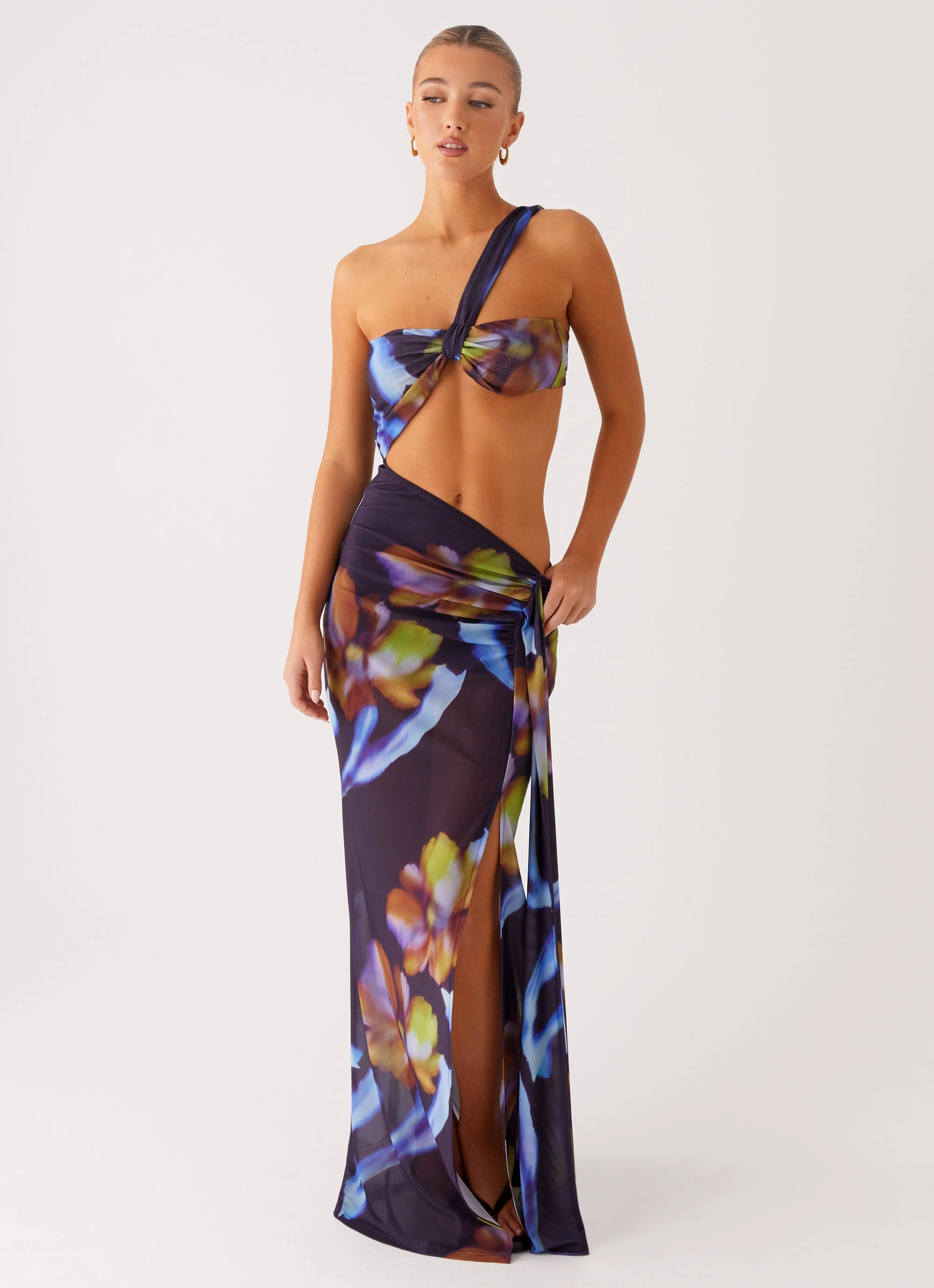 Costa Rica Maxi Dress - Dark Floral Silky Layer Soft Touch