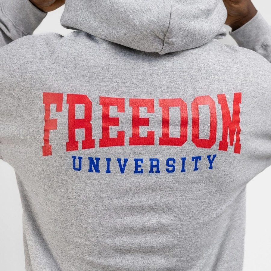 upcycled design French Terry Cloth Freedom University Hoodie - Sport Gray