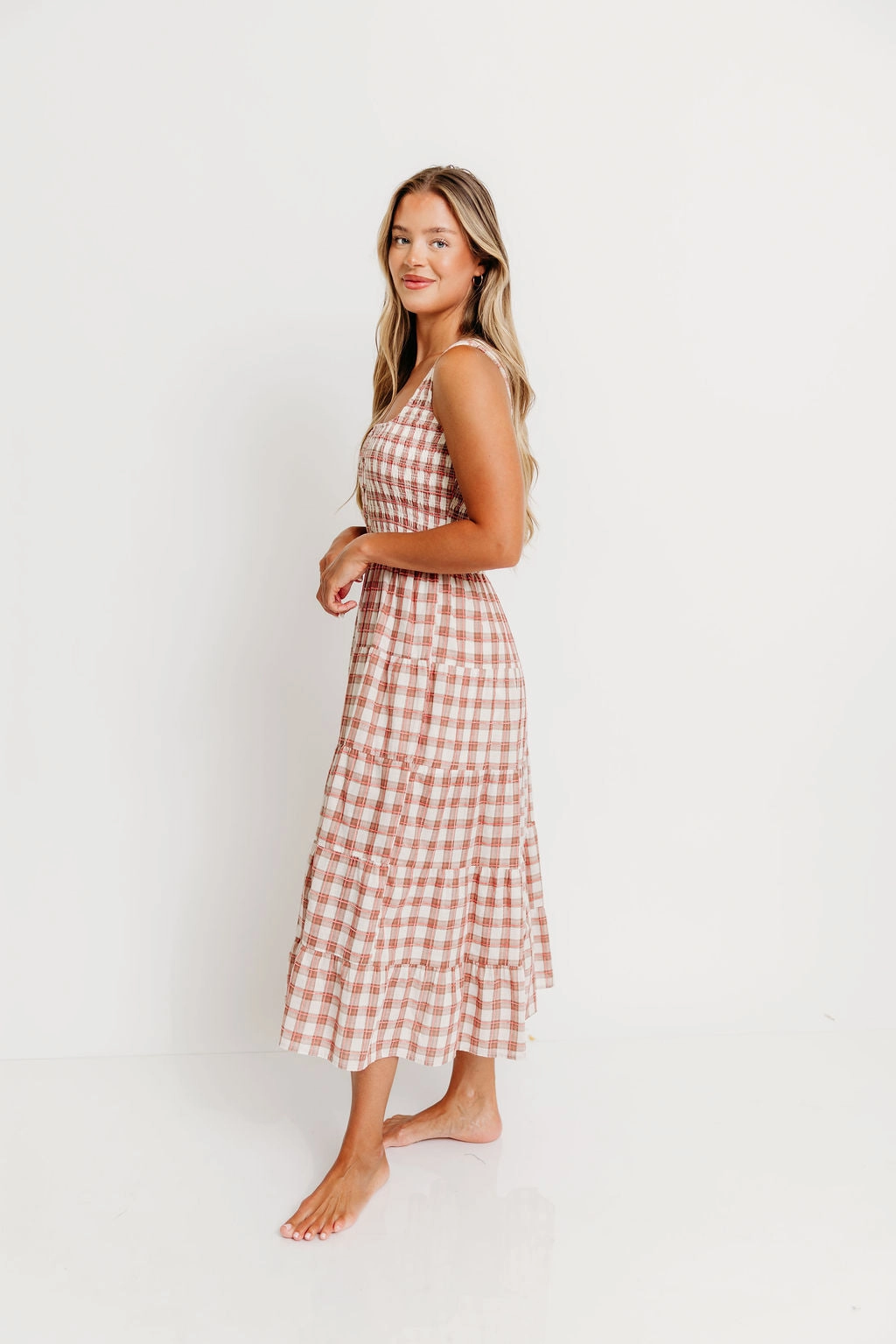 Soft Finish Eileen Plaid Maxi Dress in Pink