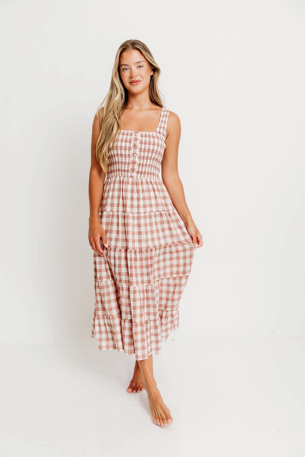 Eileen Plaid Maxi Dress in Pink Mix-And-Match