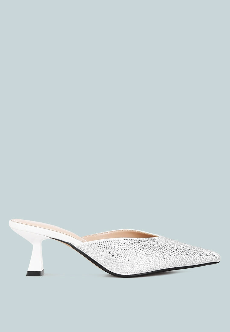 aldora rhinestones embellished satin mules Sleek Comfort Beach Travel Footwear