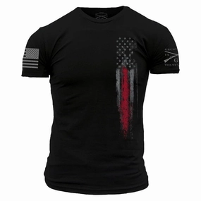 Red Line Flag T-Shirt - Black Weekend Outfit