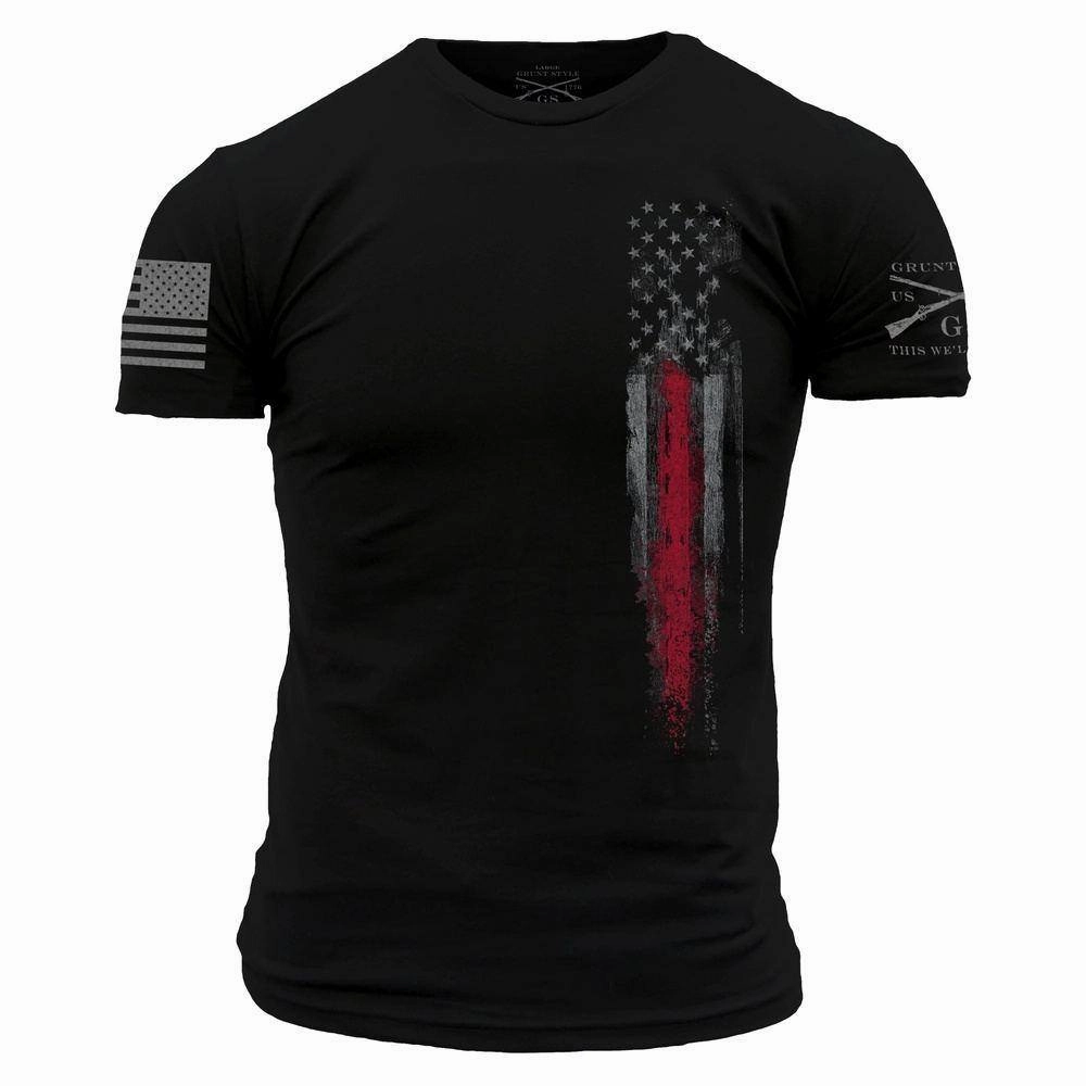 Red Line Flag T-Shirt - Black Weekend Outfit