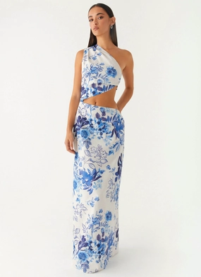 All Summer Long Maxi Dress - Serene Sky Floral Evening Vibe Ceremony Ready
