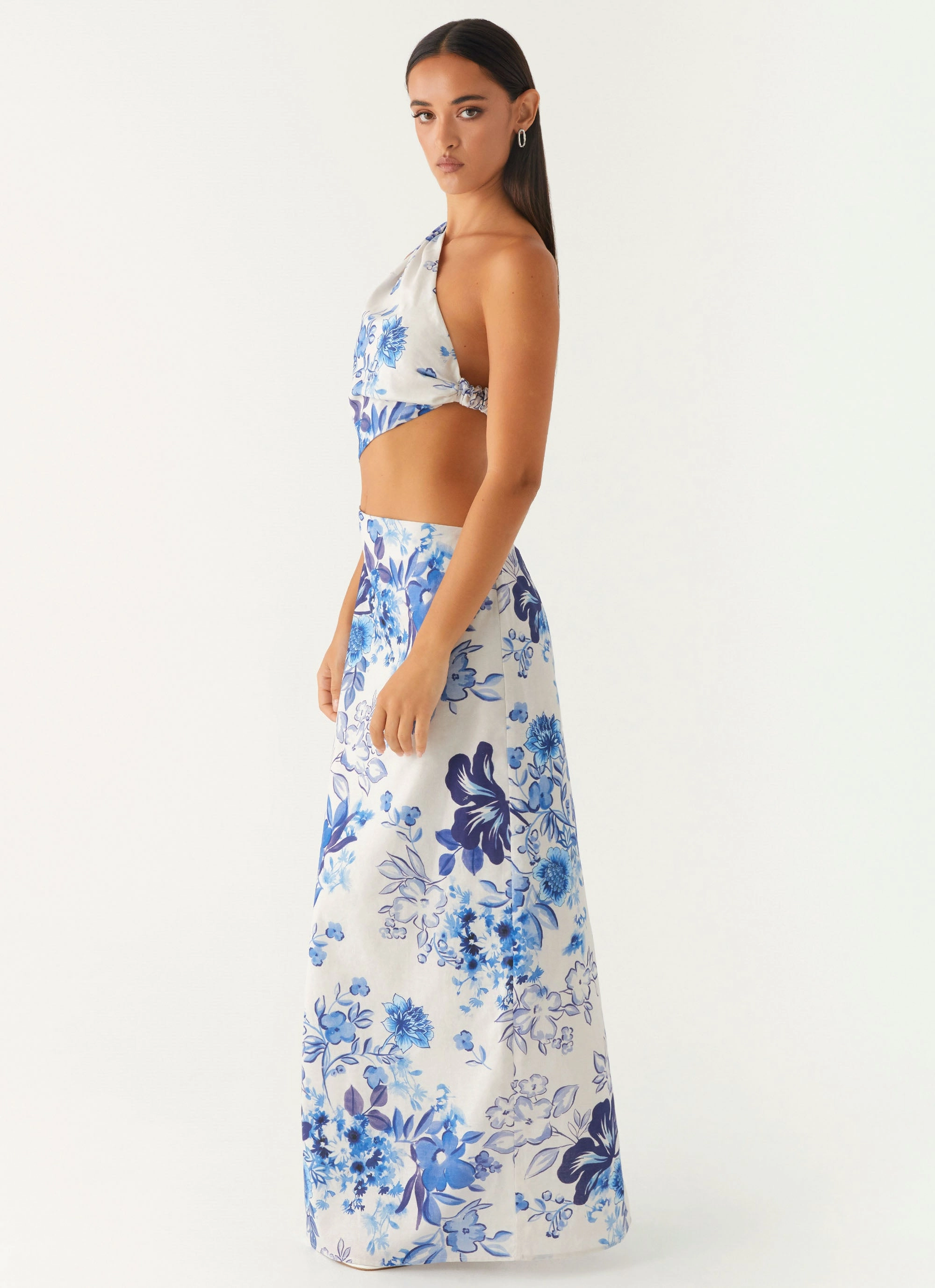 Smooth Tone Adjustable-Length All Summer Long Maxi Dress - Serene Sky Floral