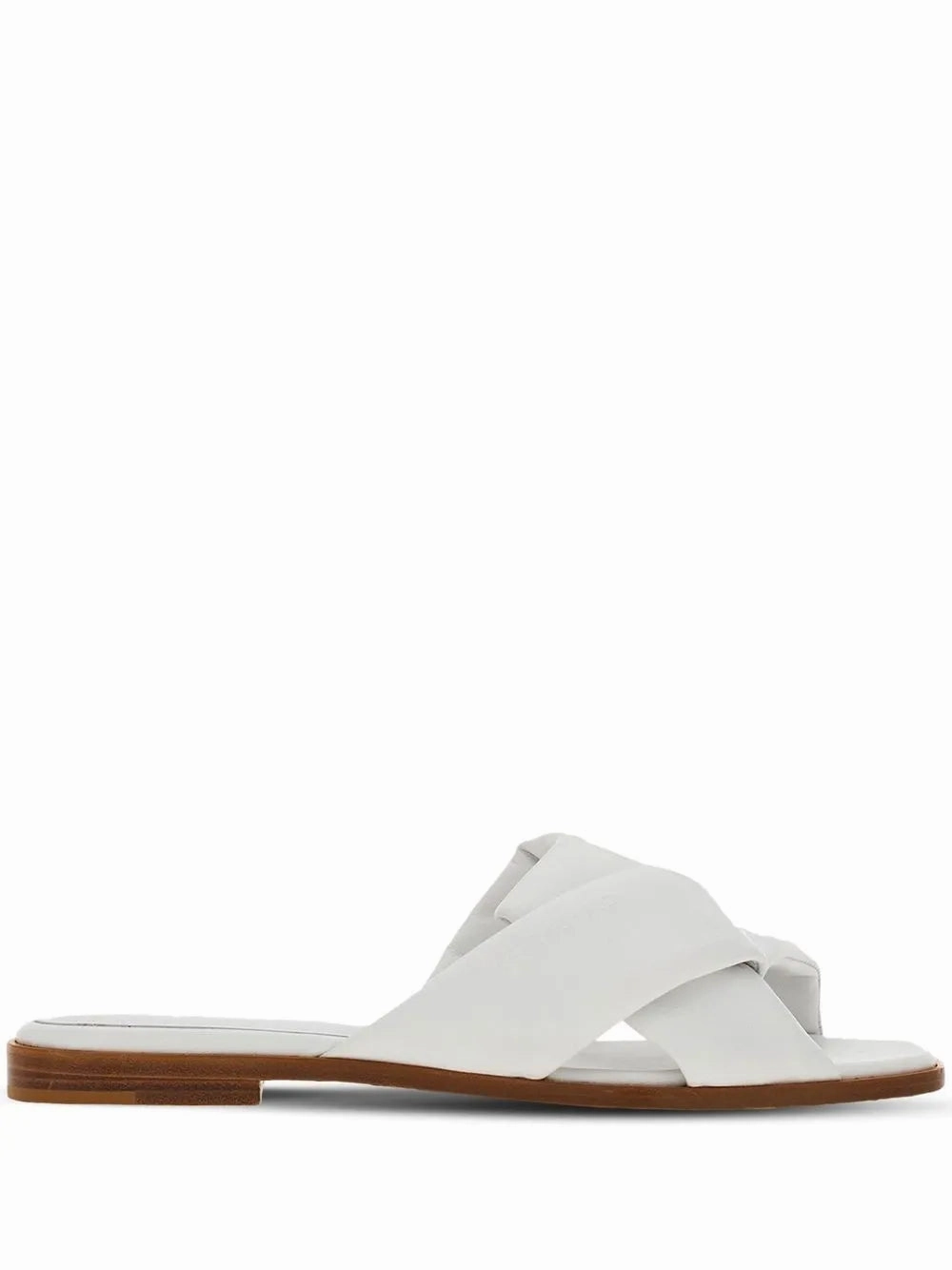 Ferragamo Knot-Detail Leather Slides Stretch Mesh Sustainable Material