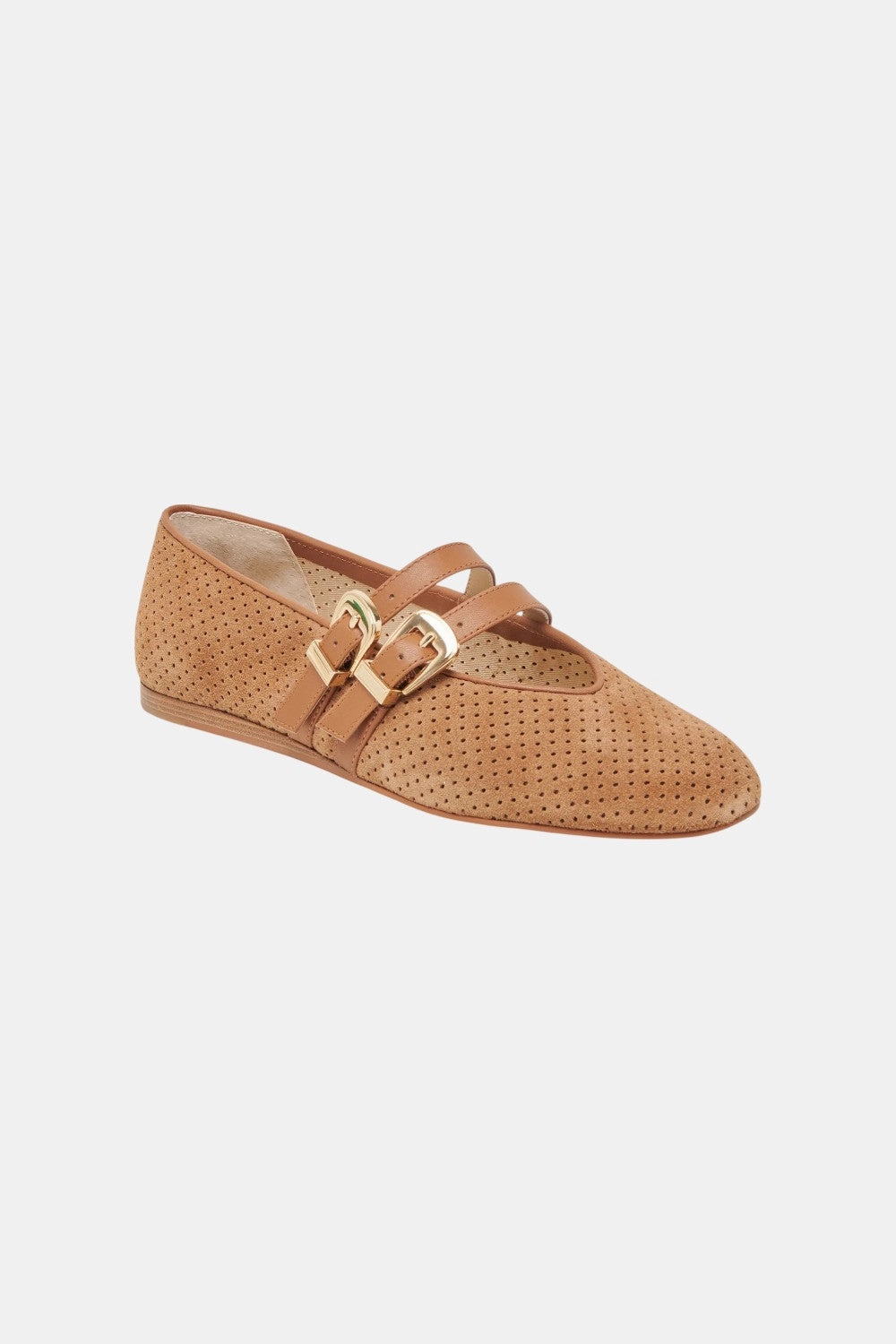 Dolce Vita Baylee Ballet Flats Pecan Perforated Suede Washable Pollen Walk