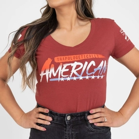 Women's Unapologetically American V-Neck - Red Plum Weekend Style Casual Layer Wear