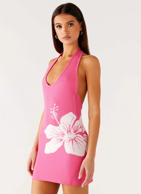Aloha Knit Mini Dress - Pink All-Purpose Comfort